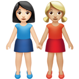 女性牵手：浅肤色，中浅肤色emoji素材一 160x160像素
