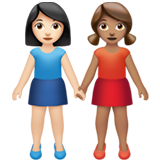 女性牵手：浅肤色，中肤色emoji素材一 160x160像素