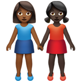 女性牵手：中深色肤色，深色肤色emoji素材一 160x160像素