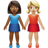 女性牵手：中暗肤色，中浅肤色emoji素材一 160x160像素