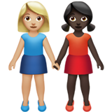 女性牵手：中浅肤色，深色肤色emoji素材一 160x160像素