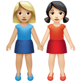 女性牵手：中浅肤色，浅肤色emoji素材一 160x160像素