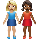 女性牵手：中浅肤色，中深肤色emoji素材一 160x160像素