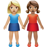 女性牵手：中浅肤色，中浅肤色emoji素材一 160x160像素