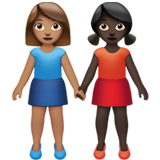 女性牵手：中等肤色，深色肤色emoji素材一 160x160像素