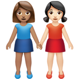 女性牵手：中等肤色，浅肤色emoji素材一 160x160像素