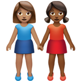 女性牵手：中等肤色，中等深色肤色emoji素材一 160x160像素