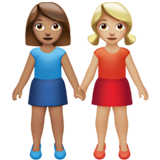 女性牵手：中等肤色，中等肤色emoji素材一 160x160像素