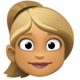 女性：中等肤色，金发emoji素材一 160x160像素