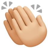 拍手：中等浅肤色emoji素材一 160x160像素