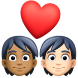 情侣: 成人成人中等-深肤色较浅肤色emoji素材一 160x160像素