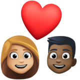 情侣: 女人男人中等-浅肤色较深肤色emoji素材一 160x160像素