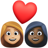 情侣: 女人女人中等-浅肤色较深肤色emoji素材一 160x160像素