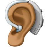 带助听器的耳朵：中等深色肤色emoji素材一 160x160像素