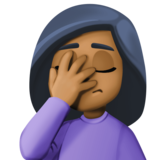 单手捂脸的人：中等深色肤色emoji素材一 160x160像素