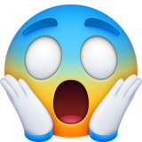 恐惧中尖叫的脸emoji素材一 160x160像素