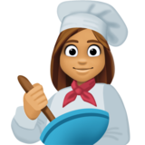 女厨师：中等肤色emoji素材一 160x160像素