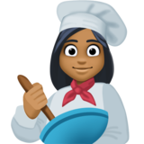 女厨师：中黑肤色emoji素材一 160x160像素