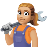 女机械工：中浅肤色emoji素材一 160x160像素