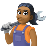 女机械工：中等深色肤色emoji素材一 160x160像素