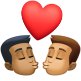 亲吻: 男人男人中等-深肤色中等肤色emoji素材一 160x160像素