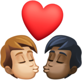 亲吻: 男人男人中等-浅肤色较深肤色emoji素材一 160x160像素