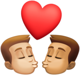 亲吻: 男人男人中等-浅肤色中等肤色emoji素材一 160x160像素