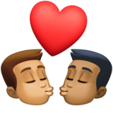 亲吻: 男人男人中等肤色中等-深肤色emoji素材一 160x160像素