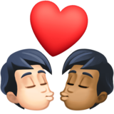 亲吻: 成人成人较浅肤色中等-深肤色emoji素材一 160x160像素