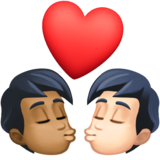 亲吻: 成人成人中等-深肤色较浅肤色emoji素材一 160x160像素