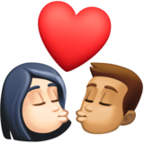 亲吻: 女人男人较浅肤色中等肤色emoji素材一 160x160像素