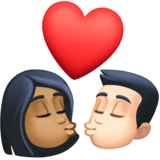 亲吻: 女人男人中等-深肤色较浅肤色emoji素材一 160x160像素