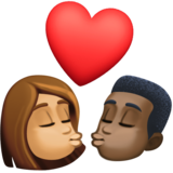 亲吻: 女人男人中等肤色较深肤色emoji素材一 160x160像素