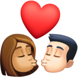 亲吻: 女人男人中等肤色较浅肤色emoji素材一 160x160像素