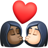 亲吻: 女人女人较深肤色较浅肤色emoji素材一 160x160像素