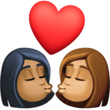 亲吻: 女人女人中等-深肤色中等肤色emoji素材一 160x160像素