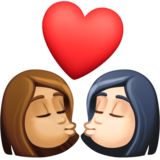 亲吻: 女人女人中等肤色较浅肤色emoji素材一 160x160像素
