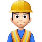男建筑工人：浅肤色emoji素材一 160x160像素