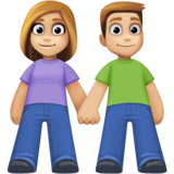 男女牵手：中浅肤色emoji素材一 160x160像素