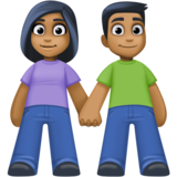 男女牵手：中深色肤色emoji素材一 160x160像素