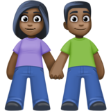 男女牵手：深色肤色emoji素材一 160x160像素