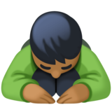 男士鞠躬：中黑肤色emoji素材一 160x160像素