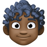 男士：深色肤色，卷发emoji素材一 160x160像素