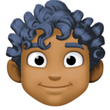 男士：中深色肤色，卷发emoji素材一 160x160像素