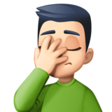 单手捂脸的男人:浅肤色emoji素材一 160x160像素