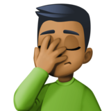 单手捂脸的男人：中等深色肤色emoji素材一 160x160像素