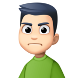 男人皱眉：浅肤色emoji素材一 160x160像素