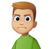 男人皱眉：中等浅肤色emoji素材一 160x160像素