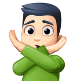 打“不”手势的男人：浅肤色emoji素材一 160x160像素