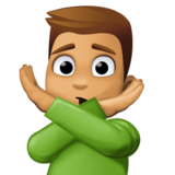 打“不”手势的男人：中等肤色emoji素材一 160x160像素